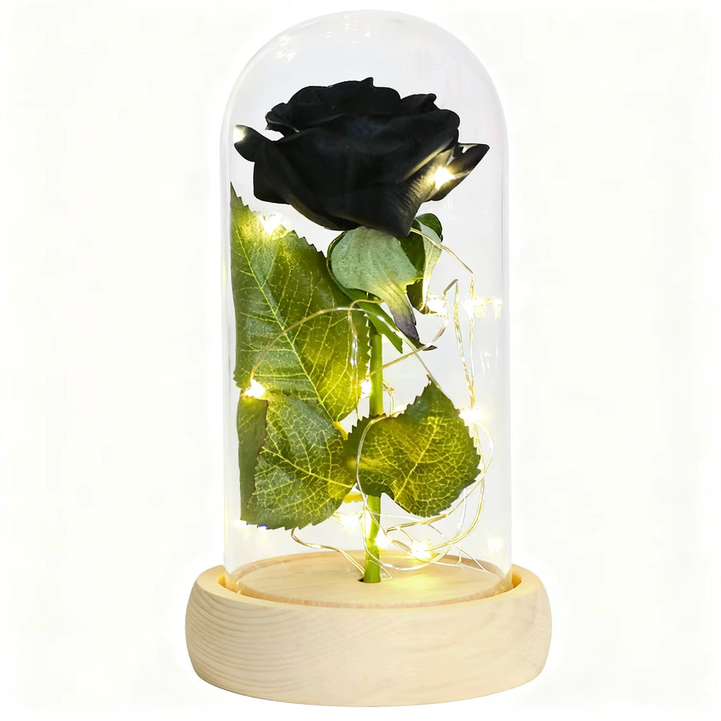 Gifts for Her Beauty and the Beast Eternal Rose in Glass Dome Artificial Forever Flower LED Light Mothers Day Gifts for Women